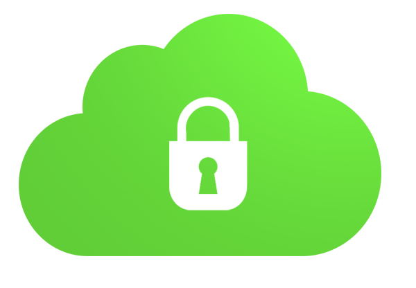 green cloud graphic with padlock in the middle